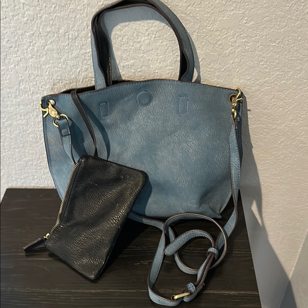 Antik Kraft Blue and Black Shoulder Bag with Versatile Design